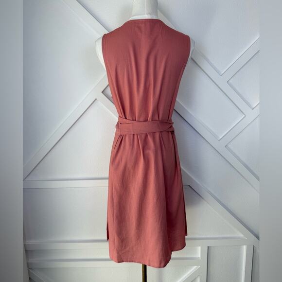 NWT Andie Swim The Cacela Wrap Dress Linen Blend Sunset Pink Size Large - Picture 6 of 9
